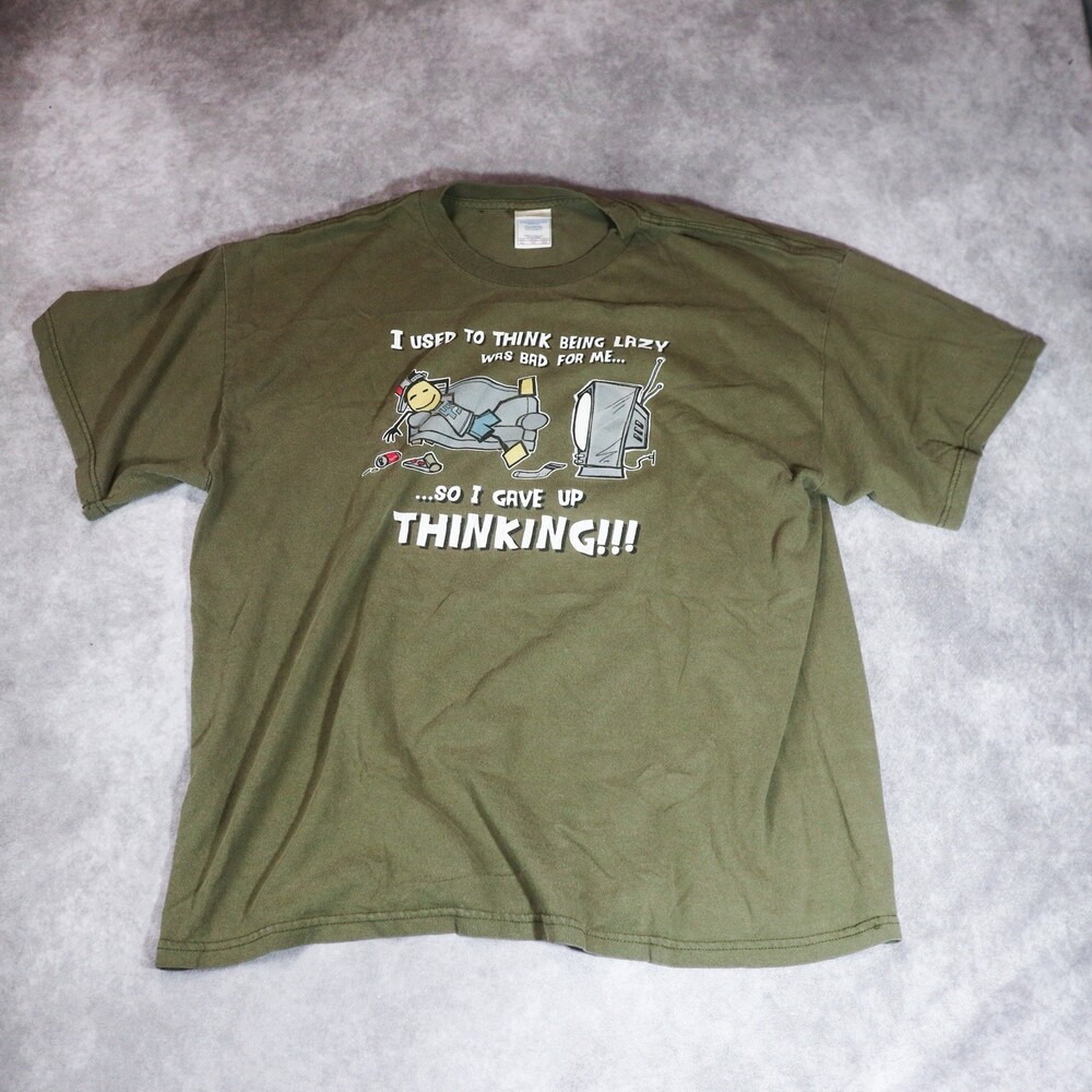 Vintage‎ Tennessee River Graphic Tee I Gave Up Thinking Olive Green XL